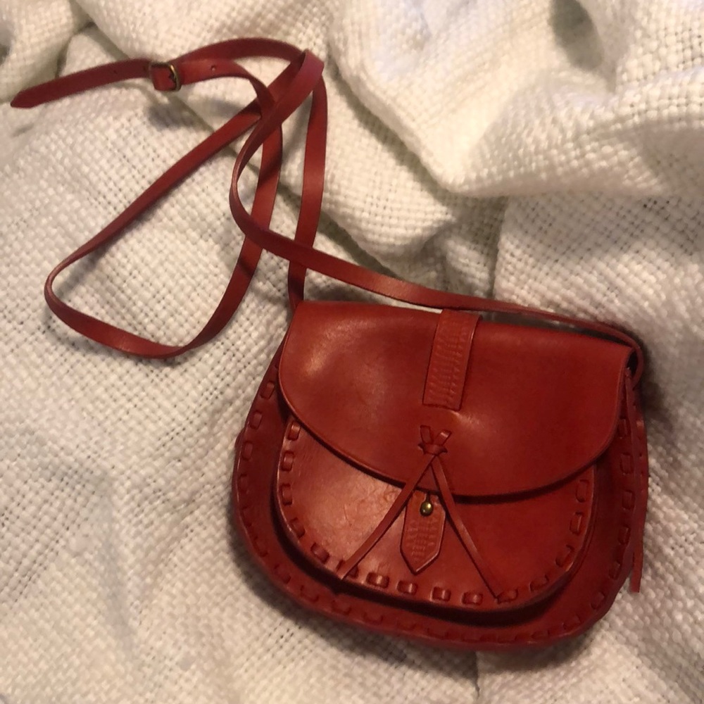EUC Madewell Red Leather Cross Body Bag
